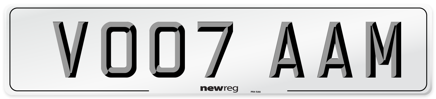 VO07 AAM Number Plate from New Reg